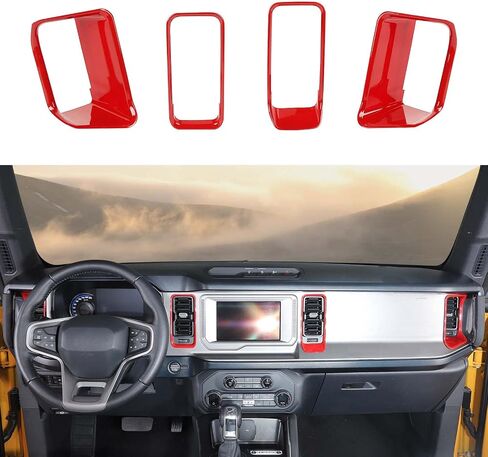 Fit for Ford Bronco Center Console Dash Air Vent Side Ring Cover Compatible with Ford Bronco 2/4Doors 2021 + Interior Accessories(ABS,4pcs,Red) Model A in Saudi Arabia