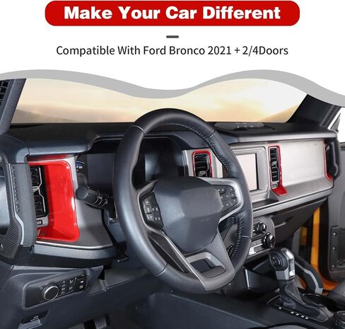 Fit for Ford Bronco Center Console Dash Air Vent Side Ring Cover Compatible with Ford Bronco 2/4Doors 2021 + Interior Accessories(ABS,4pcs,Red) Model A in Saudi Arabia