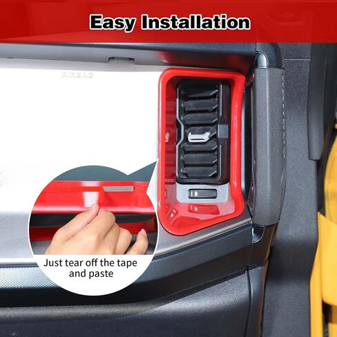 Fit for Ford Bronco Center Console Dash Air Vent Side Ring Cover Compatible with Ford Bronco 2/4Doors 2021 + Interior Accessories(ABS,4pcs,Red) Model A in Saudi Arabia