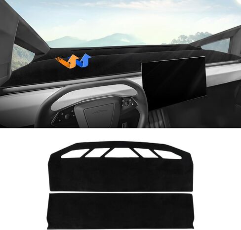 Autoorder 2 قطعة غطاء لوحة القيادة حصيرة ل 2024 2025 تسلا Cybertruck اكسسوارات داش غطاء ترقية المخملية داش حصيرة ظلة وهج الأشعة فوق البنفسجية حامي in Saudi Arabia