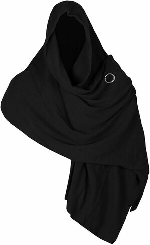 Medieval Shawl Pirate Scarf with Pin, Post Apocalyptic Shaman Cowl Hood Retro Viking Bandana, Renaissance Costume in Kuwait