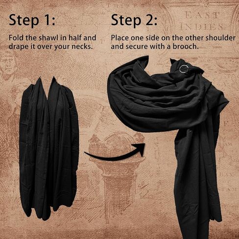 Medieval Shawl Pirate Scarf with Pin, Post Apocalyptic Shaman Cowl Hood Retro Viking Bandana, Renaissance Costume in Kuwait