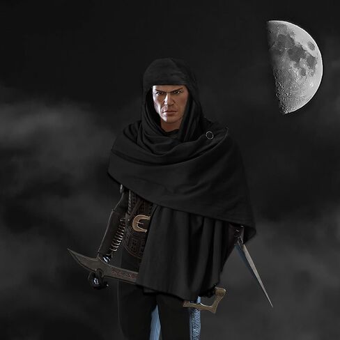 Medieval Shawl Pirate Scarf with Pin, Post Apocalyptic Shaman Cowl Hood Retro Viking Bandana, Renaissance Costume in Kuwait