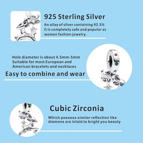 Fashion Charms Compatible for Bracelets,S925 Sterling Silver Charms,For Women Jewelry Present in Kuwait