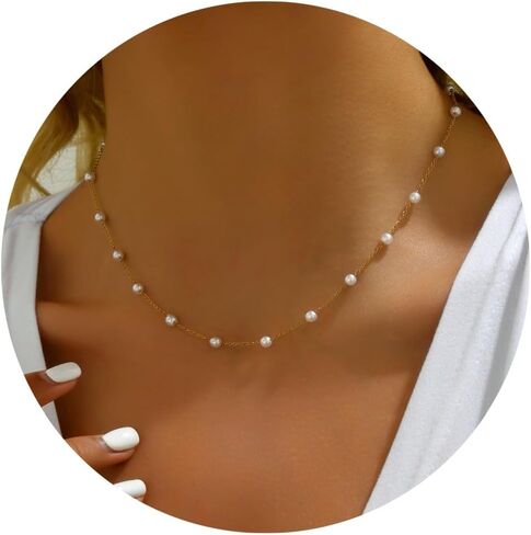 Gold Cross Women's Necklace 18K Gold Plated Stainless Steel Handmade Pearl Necklace Gold Paperclip Necklace, Fashion Jewelry Gifts in Saudi Arabia