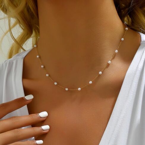Gold Cross Women's Necklace 18K Gold Plated Stainless Steel Handmade Pearl Necklace Gold Paperclip Necklace, Fashion Jewelry Gifts in Saudi Arabia
