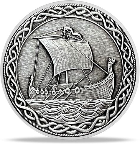 Viking Ship & Tree of Life Medallion Set | Norse Mythology Commemorative Coin with Capsule, Display Stand & Card | Faith-Inspired Gifts for Spirit of Adventure and Exploration for Men & Women in Kuwait