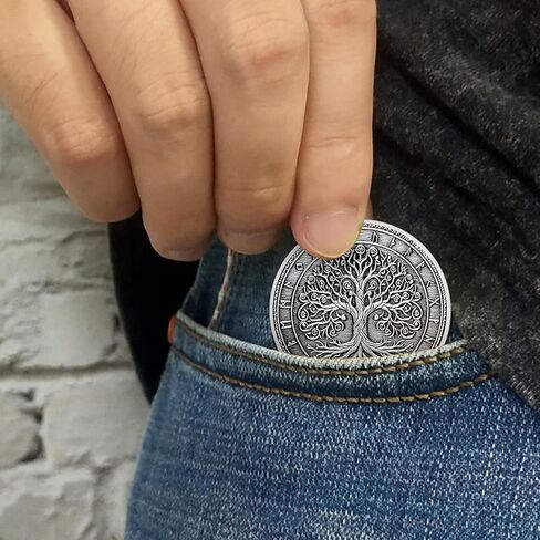Viking Ship & Tree of Life Medallion Set | Norse Mythology Commemorative Coin with Capsule, Display Stand & Card | Faith-Inspired Gifts for Spirit of Adventure and Exploration for Men & Women in Kuwait