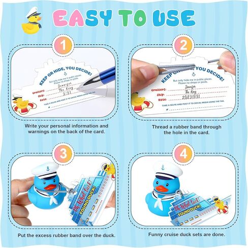 Lenwen 180 Pcs Duck Tag Cruise Kit Includes 60 Pcs Mini Cruising Rubber Ducks 60 Sheets Cruise Tag Card 60 Pcs Elastic Rubber Bands for Hiding Ducking Luggage Carnival Game Rewards (Glow in The Dark) in Kuwait
