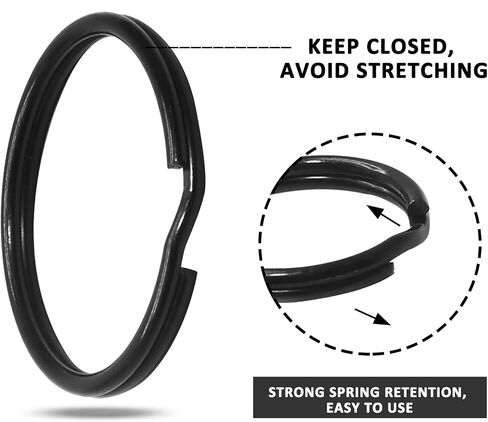 Waziaqoc 50PCS Split Rings, 15mm/0.59 Inch Round Ring Key Chain Rings Small Jump Rings for Hanging Keys DIY Crafts, Black in Kuwait