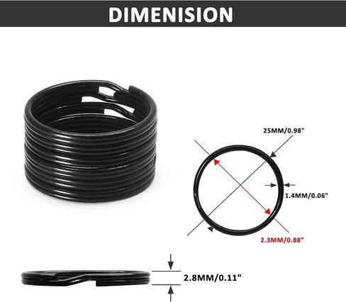 Waziaqoc 50PCS Split Rings, 15mm/0.59 Inch Round Ring Key Chain Rings Small Jump Rings for Hanging Keys DIY Crafts, Black in Kuwait