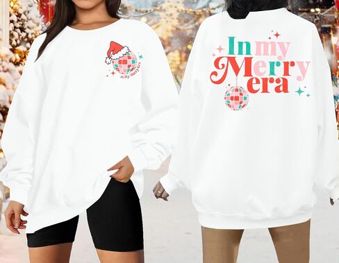 FLOYU Christmas Sweatshirt for Women In My Merry Era Sweatshirts Christmas Vibes Pullover Christmas Crewneck Clothes in Saudi Arabia