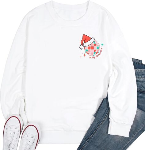 FLOYU Christmas Sweatshirt for Women In My Merry Era Sweatshirts Christmas Vibes Pullover Christmas Crewneck Clothes in Saudi Arabia