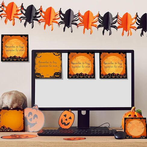 9 Pieces Halloween Sticky Note Halloween Note Pads with Spider Pumpkin Bat 450 Pieces of Self Adhesive Removable Memo Pads, 50 Sheets Each for Halloween School Office Home Students Teacher Presents in Saudi Arabia