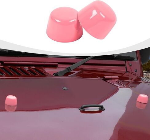 JK Hood Rubber Head Cover, 2PCS Hood Bumper Stopper Stop Cushion Plug Covers Trim Compatible with Jeep Wrangler JK JKU 2007-2017 2Door 4Door, Pink in Saudi Arabia