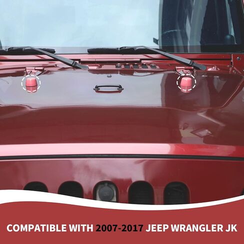 JK Hood Rubber Head Cover, 2PCS Hood Bumper Stopper Stop Cushion Plug Covers Trim Compatible with Jeep Wrangler JK JKU 2007-2017 2Door 4Door, Pink in Saudi Arabia