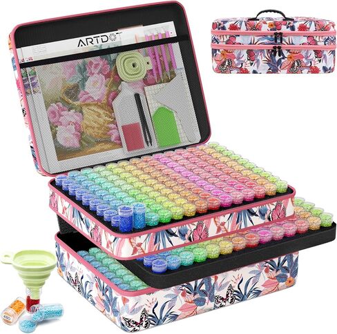 ARTDOT Diamond Painting Storage Containers, 240 Slots Diamond Painting Kits Accessories and Tools Portable Diamond Painting Organizer Case for 5D Diamond Beads Jewelry Rings (Blue) in Saudi Arabia