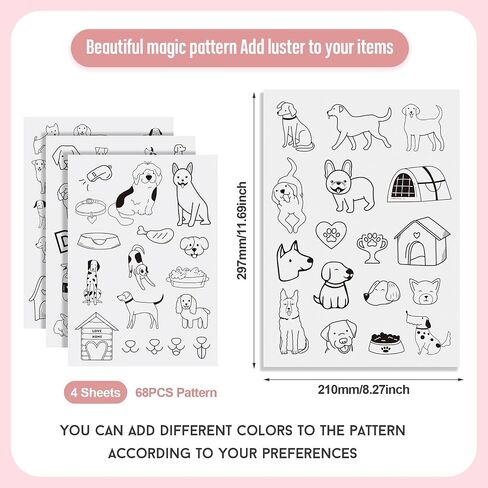 Magibeads 68 Patterns Animal Mushroom Water-Soluble Embroidery Dog Cat Flower Ladybug Dragonfly Stick and Stitch Embroidery Paper Starter Kit for Hand Sewing Beginners Adult in Kuwait