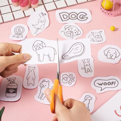 Magibeads 68 Patterns Animal Mushroom Water-Soluble Embroidery Dog Cat Flower Ladybug Dragonfly Stick and Stitch Embroidery Paper Starter Kit for Hand Sewing Beginners Adult in Kuwait