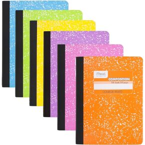 Mead Composition Notebooks, 6 Pack, College Ruled Paper, 7-1/2" x 9-3/4", 100 Sheets, Assorted Bright Colors (850106-ECM)