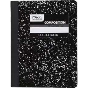 Mead Composition Notebooks, 3 Pack, College Ruled Paper, 9-3/4" x 7-1/2", 100 Sheets per Comp Book, Black Marble (38111)