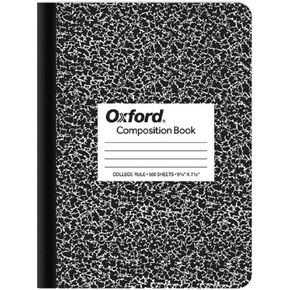Oxford Marble Composition Book, 9 3/4 X 7 1/2 Inches, Wide Rule, Paperback, 100 Sheets, White (63795)