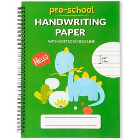 A4 Handwriting Practice Paper Notebook for Kids – Spiral Bind, Lined Paper with Dotted Midline for Preschool, Pre-K, Kindergarten - 100 Thick Ruled Pages for Alphabet and Number Writing