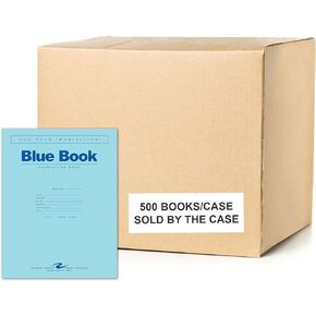 Roaring Spring Exam Blue Books, Case of 500, 11" x 8.5", 8 Sheets/16 Pages, Wide Ruled with Margin, Proudly Made in the USA!