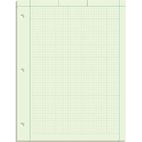 Ampad Engineers Computation Pad, Size 8-1/2 x 11, Greentint Paper, 5x5 Ruling, 3 Hole Punched, 100 Sheets Per Pad (22-142)