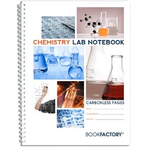 BookFactory Carbonless Chemistry Lab Notebook - 50 Sets of Pages (8.5" X 11") (Duplicator) - Scientific Grid Pages, Durable Translucent Cover, Wire-O Binding (LAB-050-7GW-D (Chemistry))