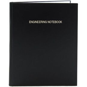 BookFactory Engineering Notebook Engineer Graph Paper Notebook Quadrille 4 X 4 Quad Ruled Book - 96 Pages (.25" Lab Grid Format), 8" x 10", Black Cover, Section Sewn Hardbound (LIRPE-096-SGR-A-LKT4)