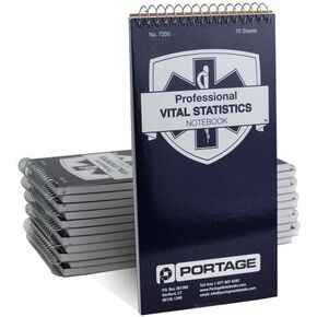 EMT/First Responders Vital Statistics Notebook – 8" x 4" Medical Notebook for Vital Signs and Additional Patient Information – 210 Pages (3 Pack)
