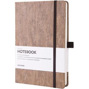 Lemome Thick Classic Notebook with Pen Loop A5 College Ruled Hardcover Writing Notebook with Pocket + Page Dividers Gifts, Banded, Large, 180 Pages, 8.4 x 5.7 in