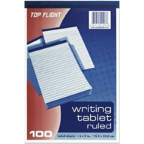 Top Flight Writing Tablet, White, 100 Sheets