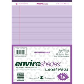ROARING SPRING Enviroshades Recycled Pink Legal Pads, Case of 36, 50 Sheets, 8.5" x 11" 50 sheets of Legal Ruled 15# Recycled Pink Paper Per Pad, Proudly made in USA!, Micro-Perforated