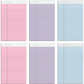 TOPS 5 x 8 Legal Pads, 6 Pack, Prism Brand, 2 Pink/2 Blue/2 Purple, Narrow Ruled, 50 Sheets Per Writing Pad, Made in USA (63016)