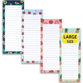 8 Magnetic Notepads – Notepads for Grocery List, Shopping List, To-Do List, Reminders -Strong Magnetic Back- Memo Notepad with Realistic Fruit Designs | 25 Sheets per Pad 7.5 x 3.5 inch (8 Pack)