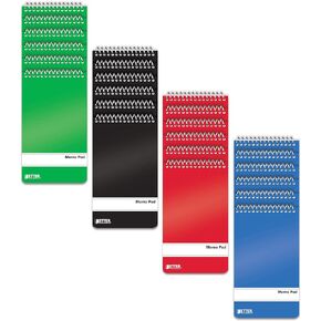 Better Office Products Spiral Memo Pads, 24 Pack, 3 x 5 inches, 60 Sheets, College Rule, Assorted Solid Colors, 24 Pack