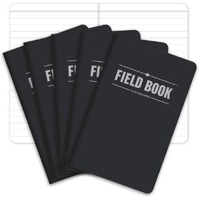 دفتر ملاحظات ميداني/مجلة جيب من Elan Publishing Company - 3.5 بوصة × 5.5 بوصة - أسود - كتاب مذكرات مبطن - حزمة من 5