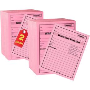 1InTheOffice Message pad While You Were Out Pads, 4.25 x 5.5 Inches, Pink, 50 Sheets/Pad, 12 Pads/Pack, pack of 2
