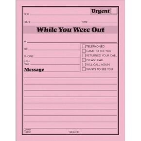Adams While You Were Out Pads, 4.25 x 5.5 Inches, Pink, 50 Sheets per Pad, 12 Pads per Pack (9711D)
