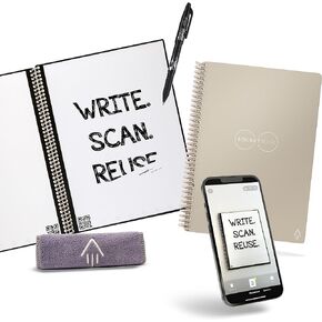 Rocketbook Core Reusable Smart Notebook | Innovative, Eco-Friendly, Digitally Connected Notebook with Cloud Sharing Capabilities | Dotted, 6" x 8.8", 36 Pg, Infinity Black, with Pen, Cloth, and App Included