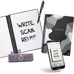 Rocketbook Core Reusable Smart Notebook | Innovative, Eco-Friendly, Digitally Connected Notebook with Cloud Sharing Capabilities | Dotted, 6" x 8.8", 36 Pg, Infinity Black, with Pen, Cloth, and App Included in Kuwait