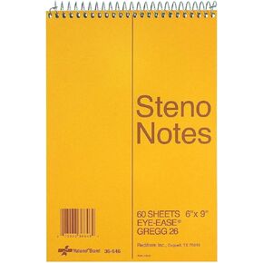 Rediform National Steno Notebook with Brown Board Cover, Green Eye-Ease Paper, Gregg Ruled, 6" x 9", 60 Sheets (36646)