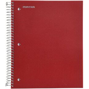Mintra Office Durable Spiral Notebooks, 5 Subject, (Sage Green, College Ruled 1pk) - 200 Sheets, 5 Poly Pockets, School, Office, Business