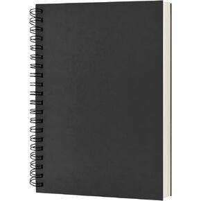 Blank Spiral Notebook, 1-Pack, Soft Cover, Sketch book, 100 Pages / 50 Sheets, 7.5 inch x 5.1 inch (Black)