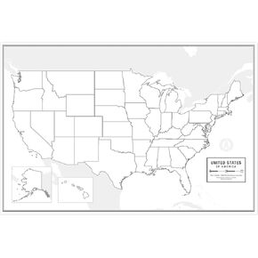 Large Blank United States Outline Map Poster, Laminated, 36" x 24" | Great Blank Wall Map for Classroom or Home Study | Free Dry Erase Marker Included | Includes Detailed Laminated Answer Sheet