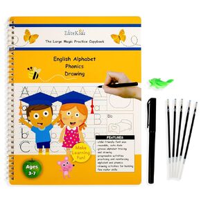 Magic Practice Copybook 6 Workbooks with Disappearing Ink Pens, Reusable Handwriting Practice for Kids, Calligraphy Practice Letter Tracing Books for Kids ages 3-5 (8.7×6.9in)
