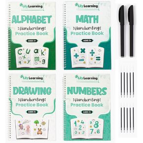 Handwriting Practice Kit - Reusable Copybooks for Kids - Large Writing Practice Books - Magic Ink, Groove Workbooks (Full Set)