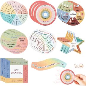 24PCS Anxiety Sensory Stickers Calm Strips for Anxiety Sensory Stickers Tactile Textured Mindfulness Sticker for Desk and Phone Stress Anxiety Relief Adhesive for Kids Adult School Counselor
